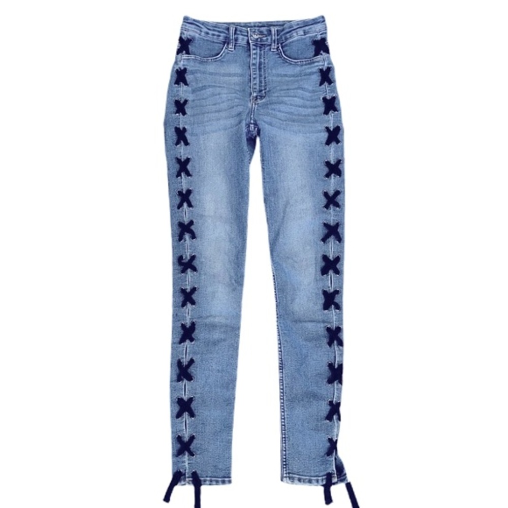 H&M Divided Side Lace High-Rise Skinny Jeans Size 6